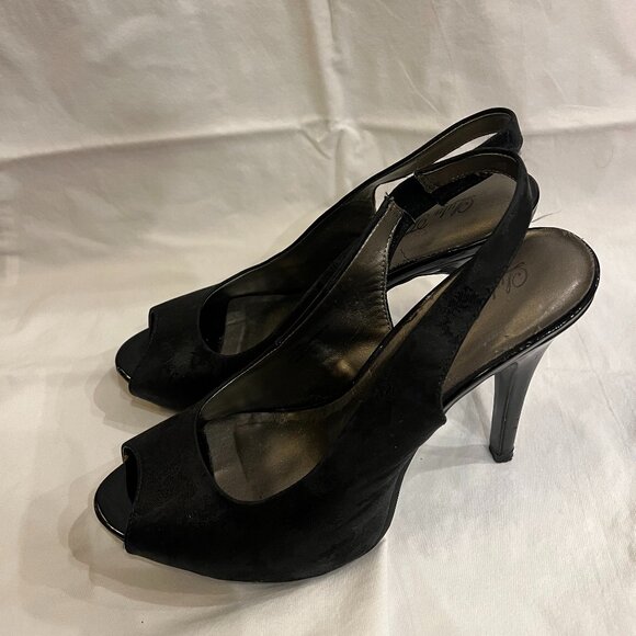 peep toe black dress heals - Picture 1 of 3